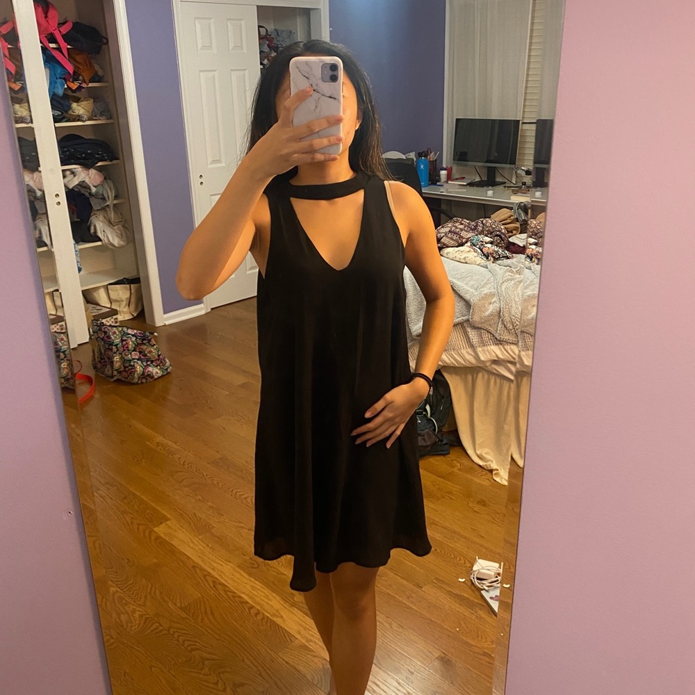 NWOT aqua black cutout flowy dress